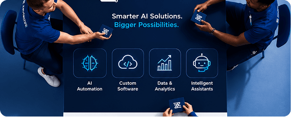 Team working around an AI solutions table